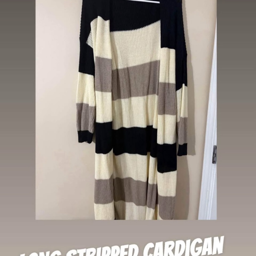 Striped Black and Cream Women's Sweater